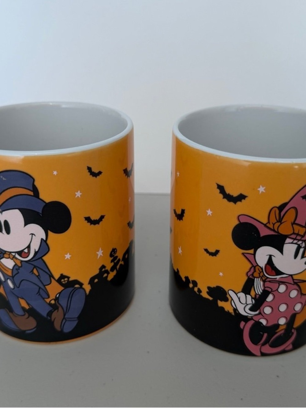 Orange Halloween Mickey & Minnie Ceramic Mug Set